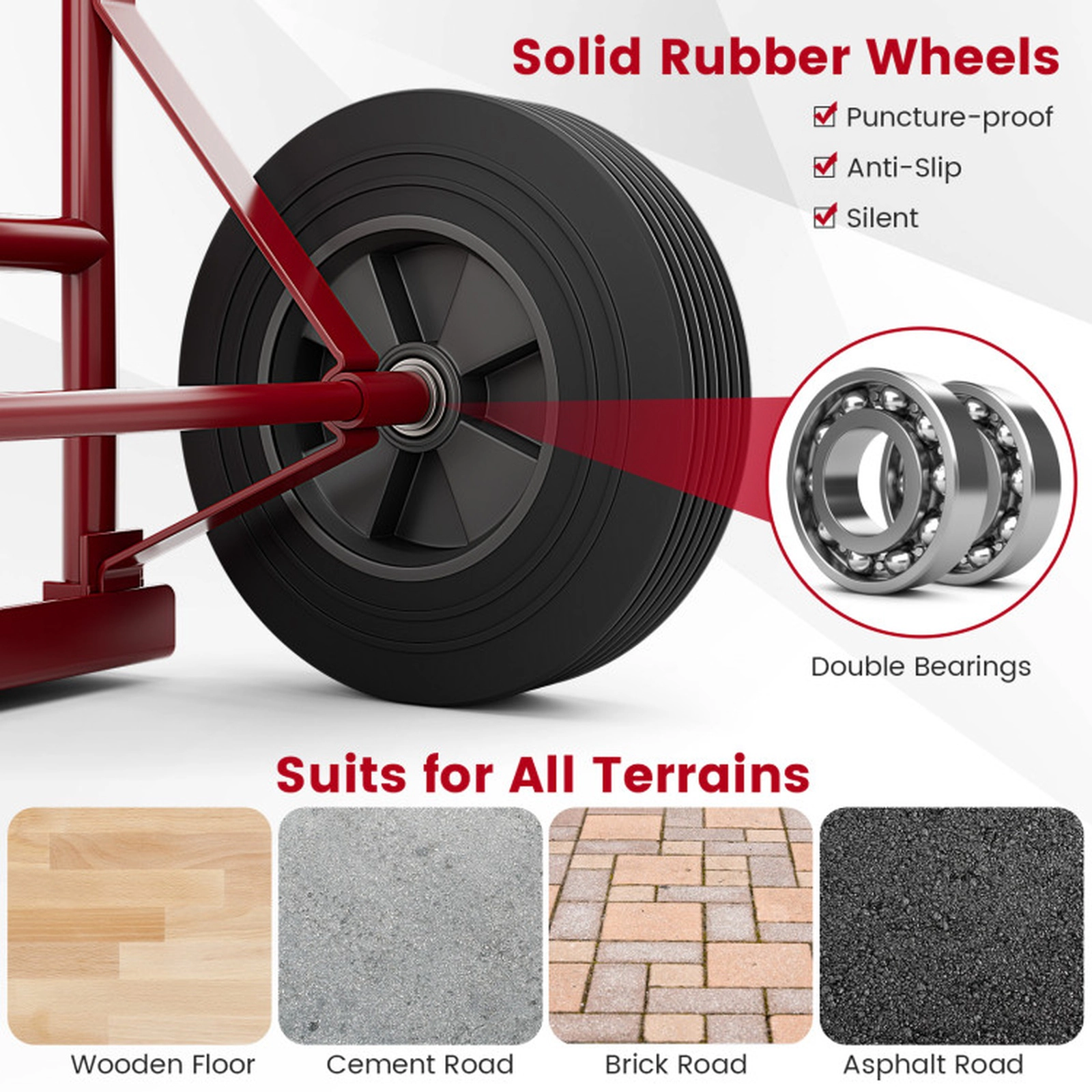 SUGIFT 660-lb Capacity Folding P-Handle Sack Truck Hand Cart Dolly with 10-in Double Bearing Wheels