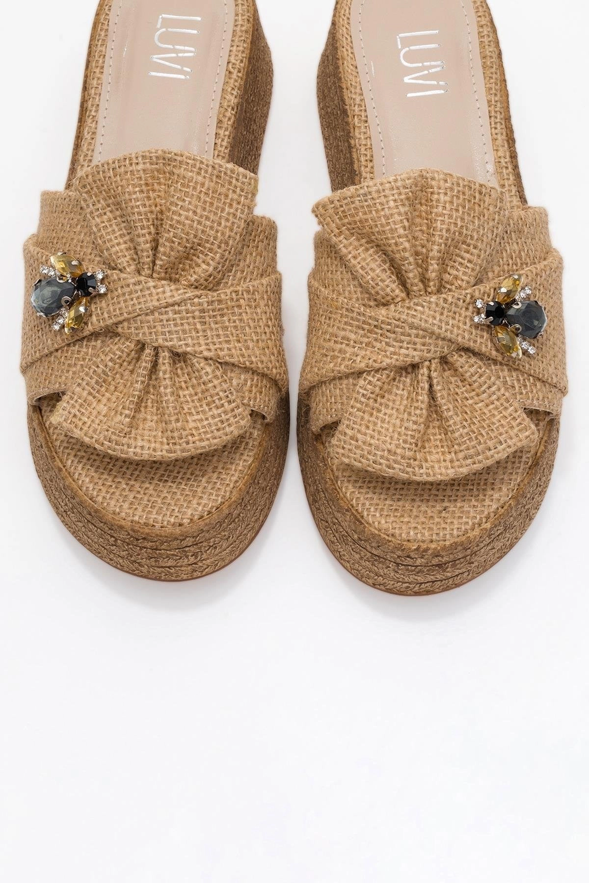 Prologue Shoes Womens Shara Braided Bow & Bee Buckle Platform Sandal