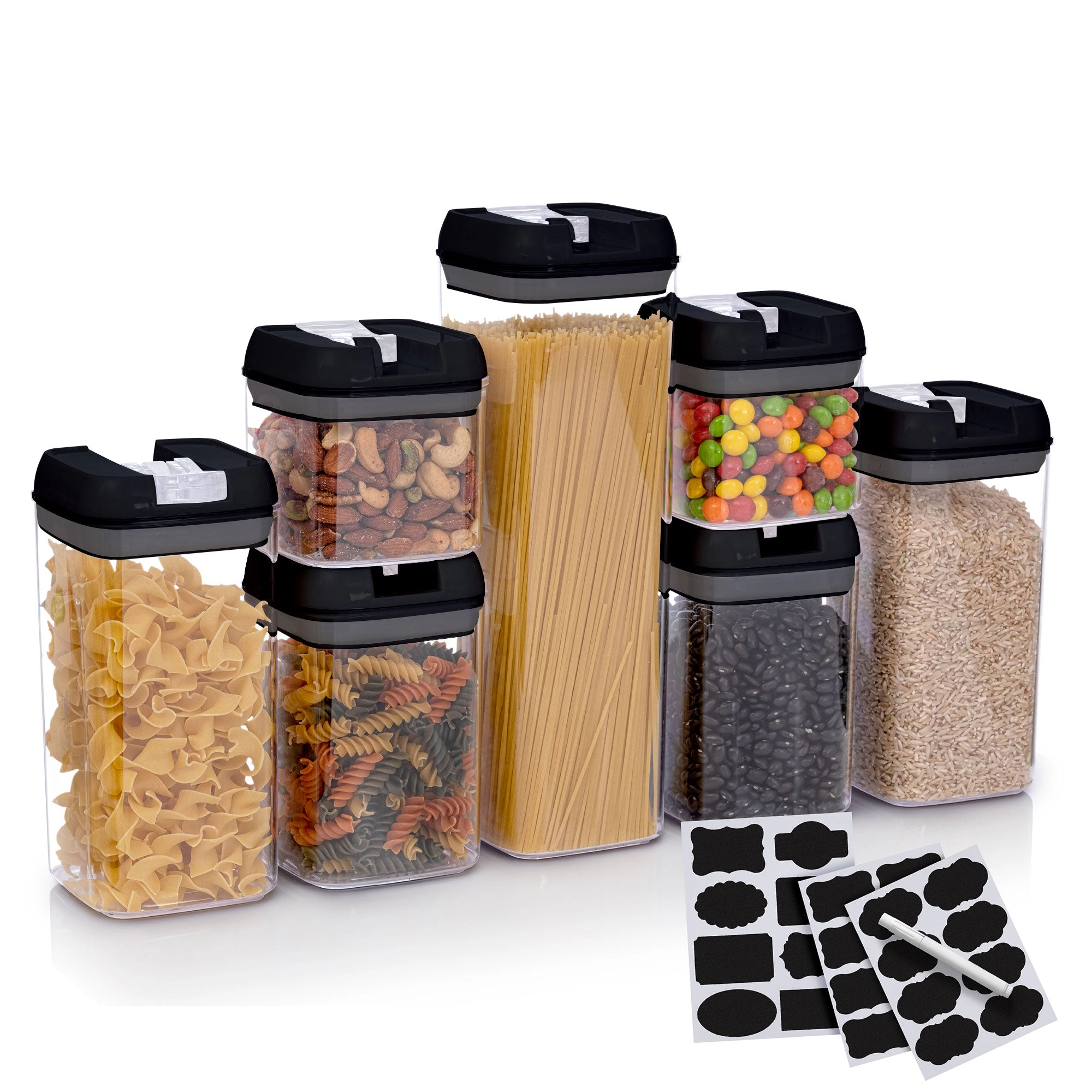 Cheer Collection Set of 7 Airtight Food Storage Containers plus Dry Erase