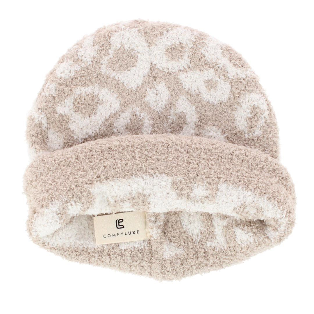 CTM Girl's One Fits Most Soft Leopard Knit Winter Beanie Hat