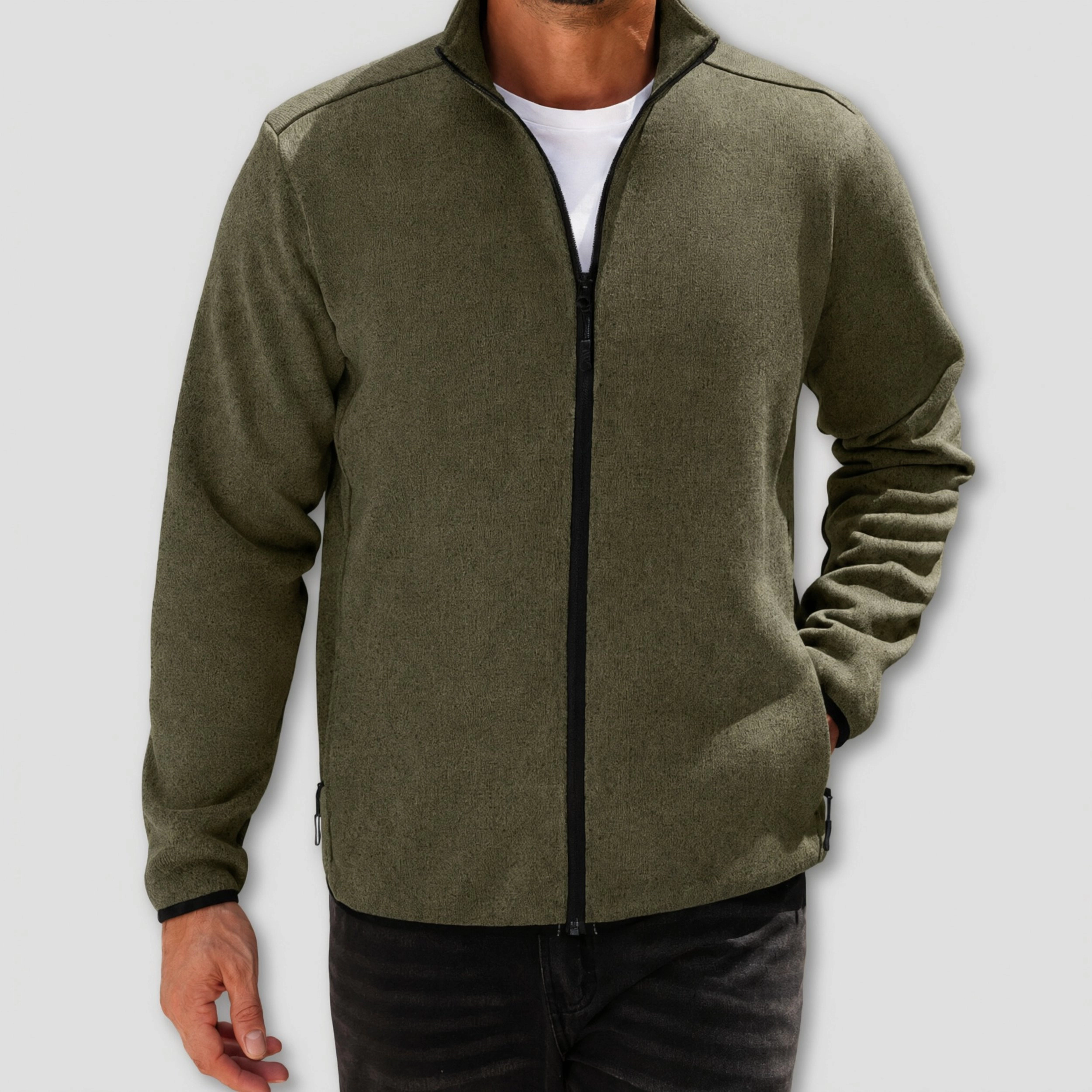 COOFANDY Men's Full Zip Knit Fleece Jacket with Pockets