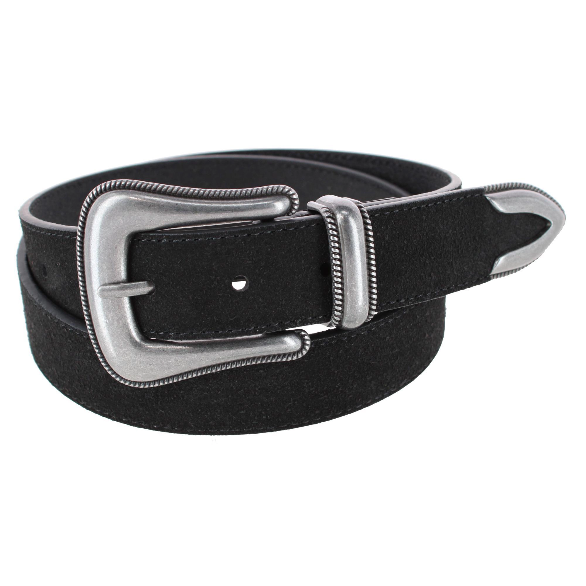 Cowgirls Rock Women's 1.25 Inch 3-Piece Buckle Sueded Leather Belt