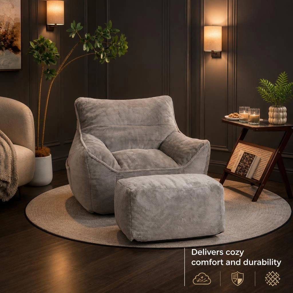 GOODSILO Faux Fur Oversized Casual Lazy Lounge Seating Chair