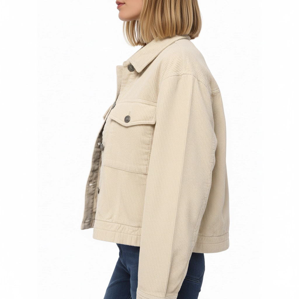 Anna-Kaci Women's Button Front Utility Jacket with Soft Corduroy Texture and Structured Collar