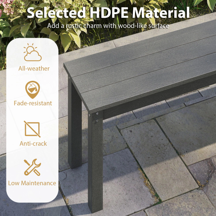 Hivvago 55" Hdpe Outdoor Bench 2-3 People Weatherproof Backless Patio Garden Bench
