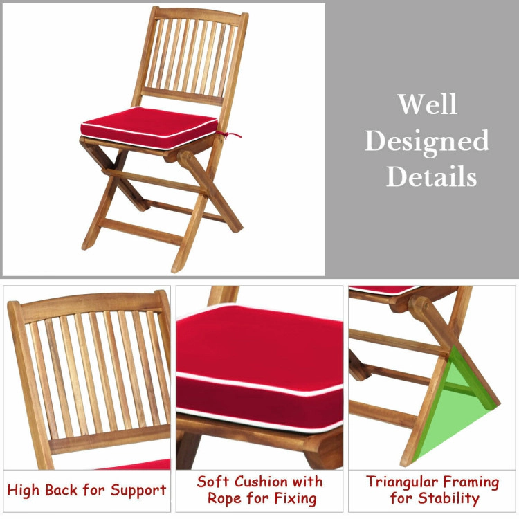 Hivvago 3 Pieces Patio Folding Bistro Set With Padded Cushion And Round Coffee Table