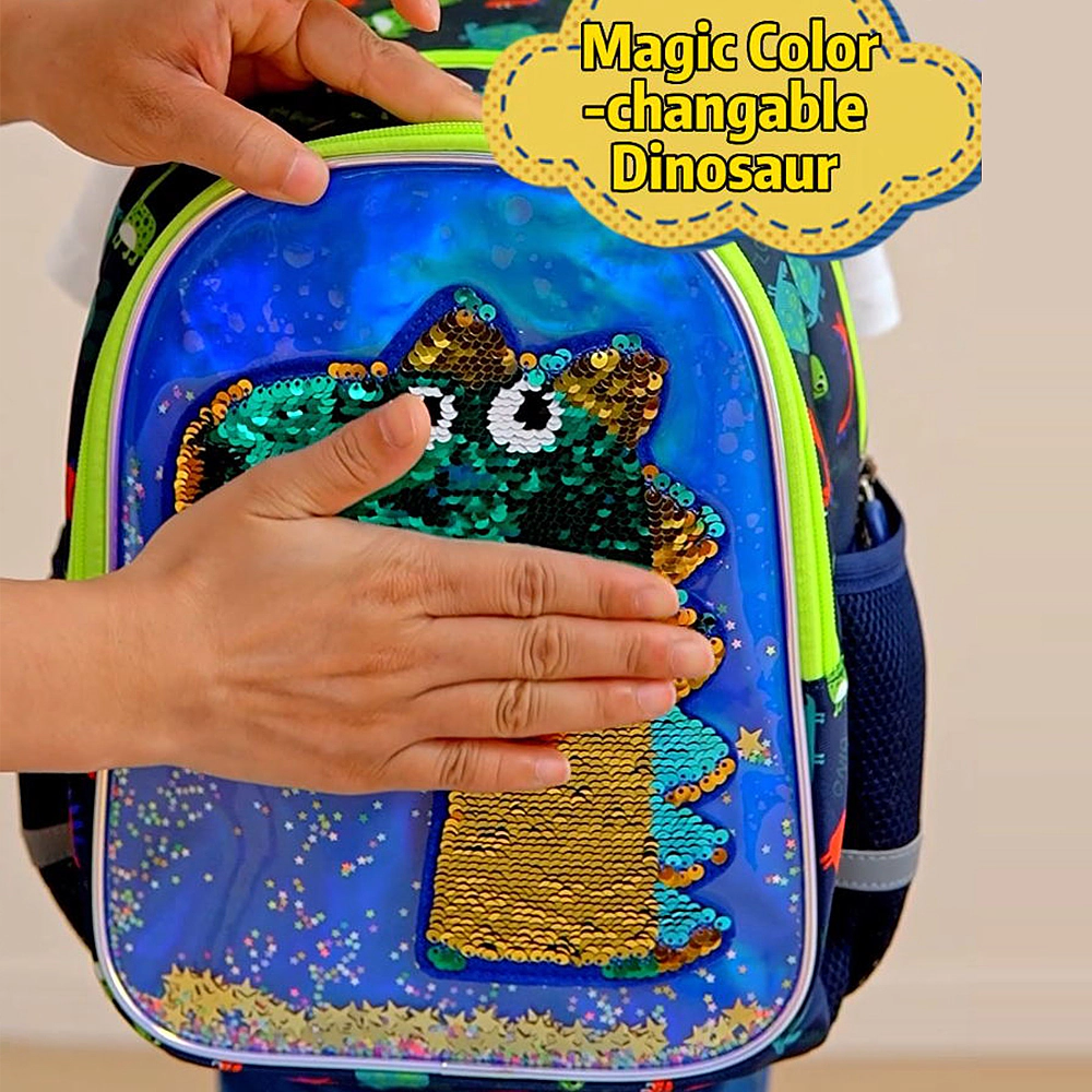 SUNVENO Kids' Dinosaur Reversible Sequin Backpack