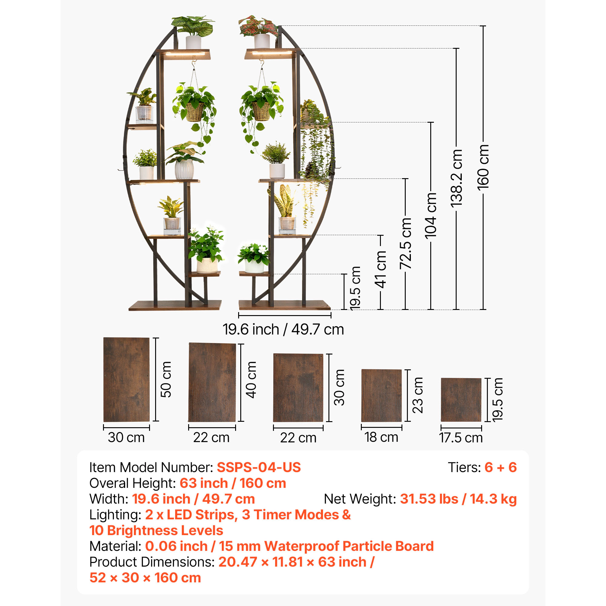 HONGGE Plant Stand Indoor with Grow Lights Lighted Plant Shelf 2 Pack Metal Corner Plants Holder 3 Timer & 10