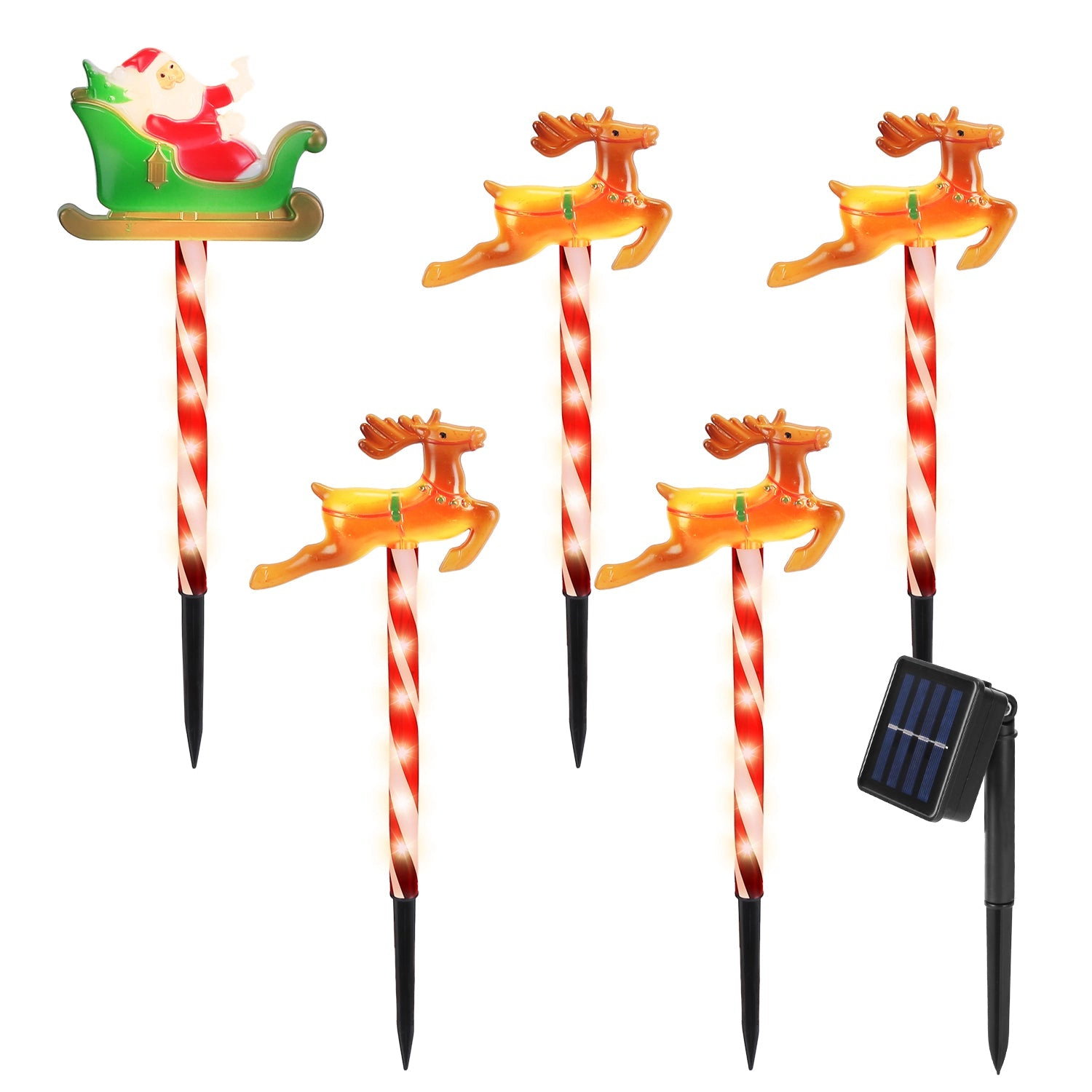 GBruno Solar-Powered Christmas Pathway Stake Lights