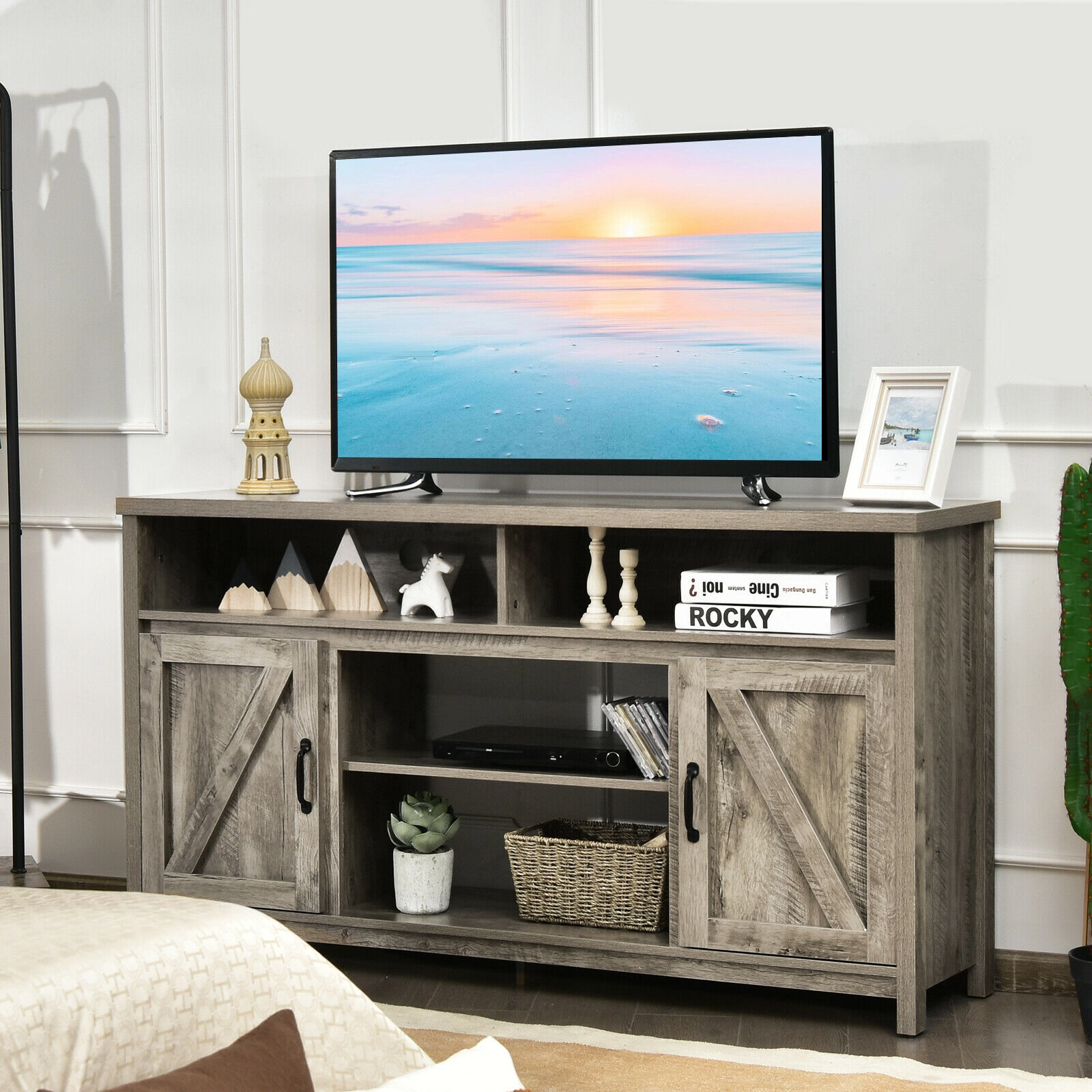 Glintex 59-Inch Barn Door TV Stand for TVs up to 65 Inches