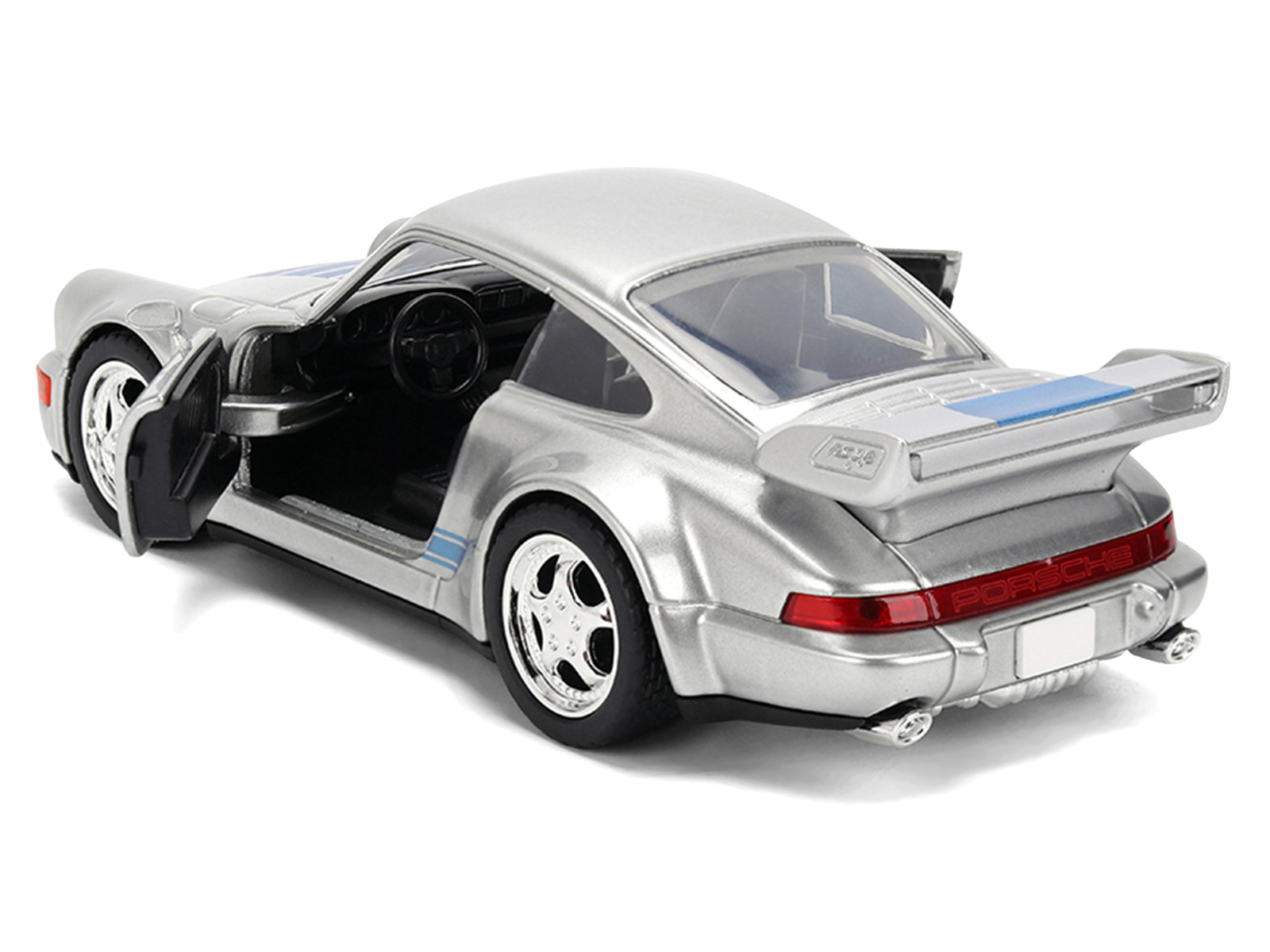 Porsche 911 Carrera RS 3.8 "Mirage" Silver Metallic Blue Stripes "Transformers: Rise of the Beasts" (2023)" 1/32 by Jada