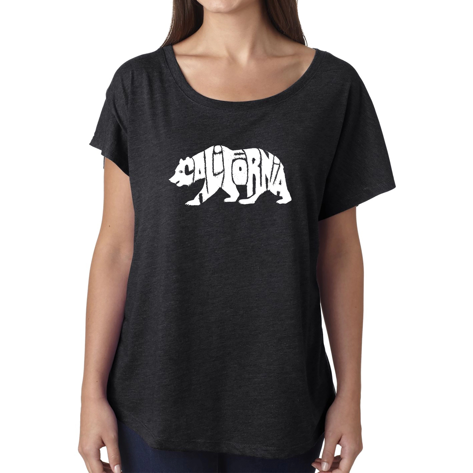 LA Pop Art Women's Dolman Word Shirt - California Bear