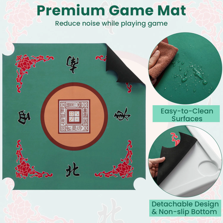 SUGIFT 35-in Square 180-lb Capacity 4-Player Folding Mahjong Table with Cup Holders and Anti-Slip Mat