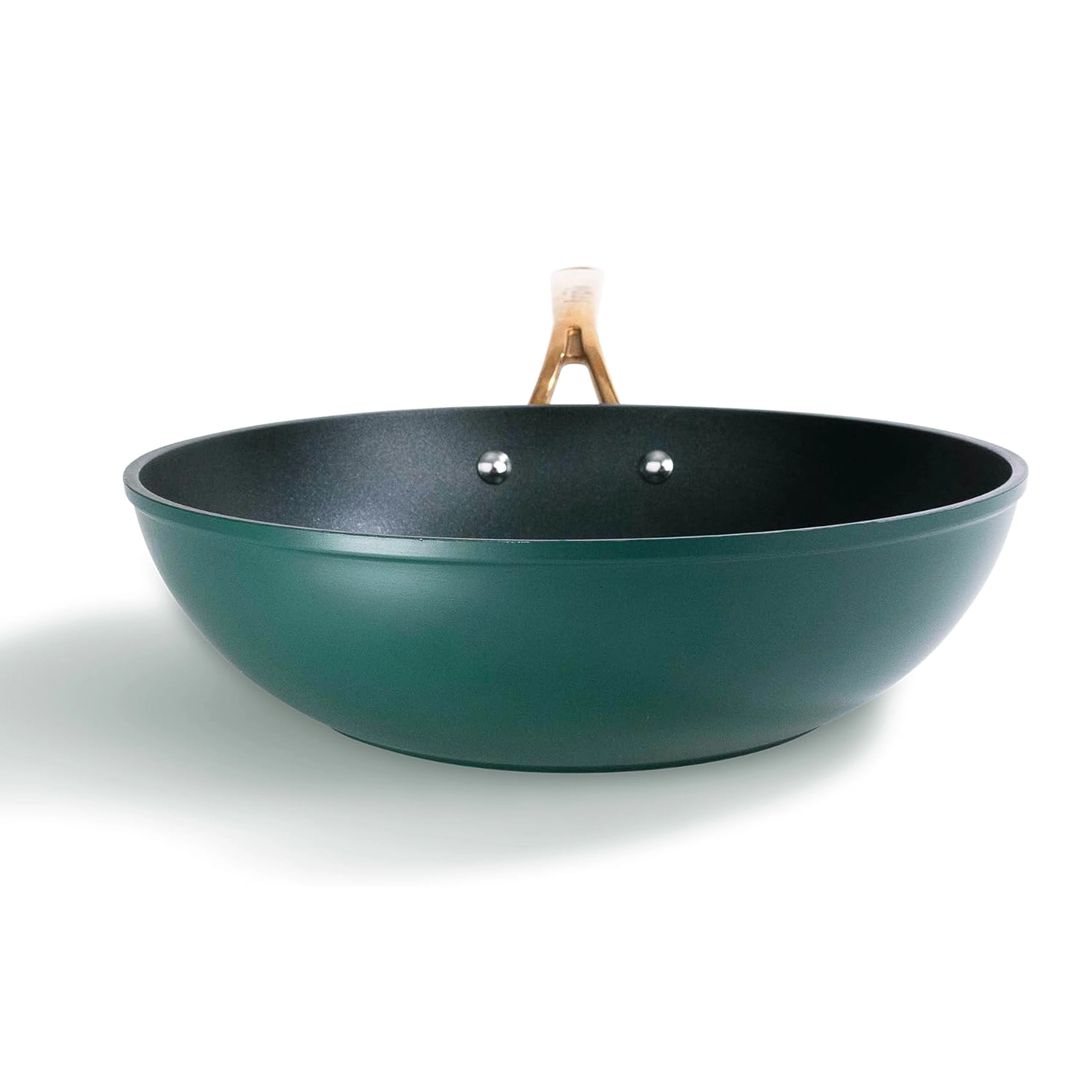 Frok All in One 11 Inch Nonstick Aluminum Wok Frying Pan in Green with Lid