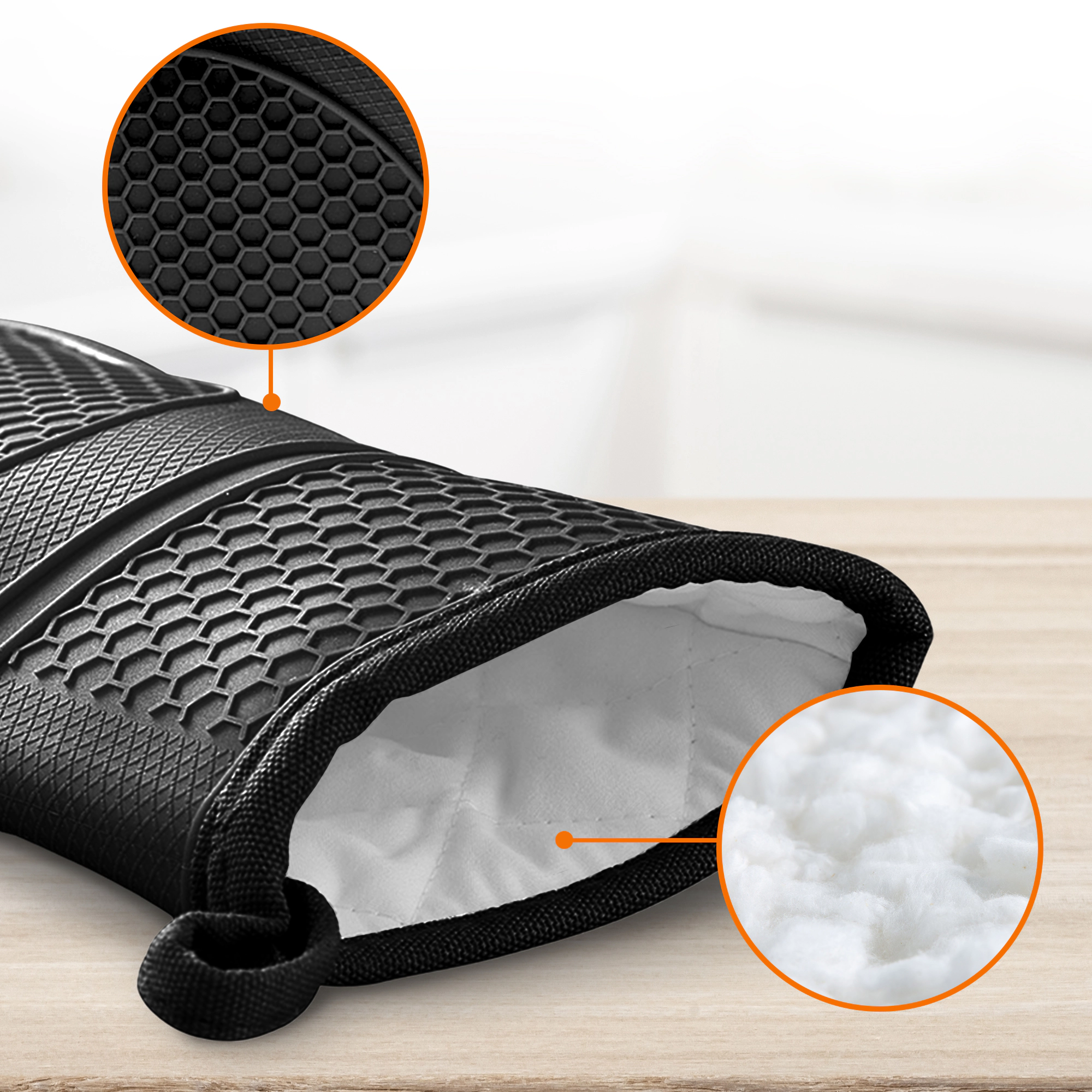 Cheer Collection 2 Pack Silicone Oven Mitts with Cotton Lining Textured Grip and Waterproof Design