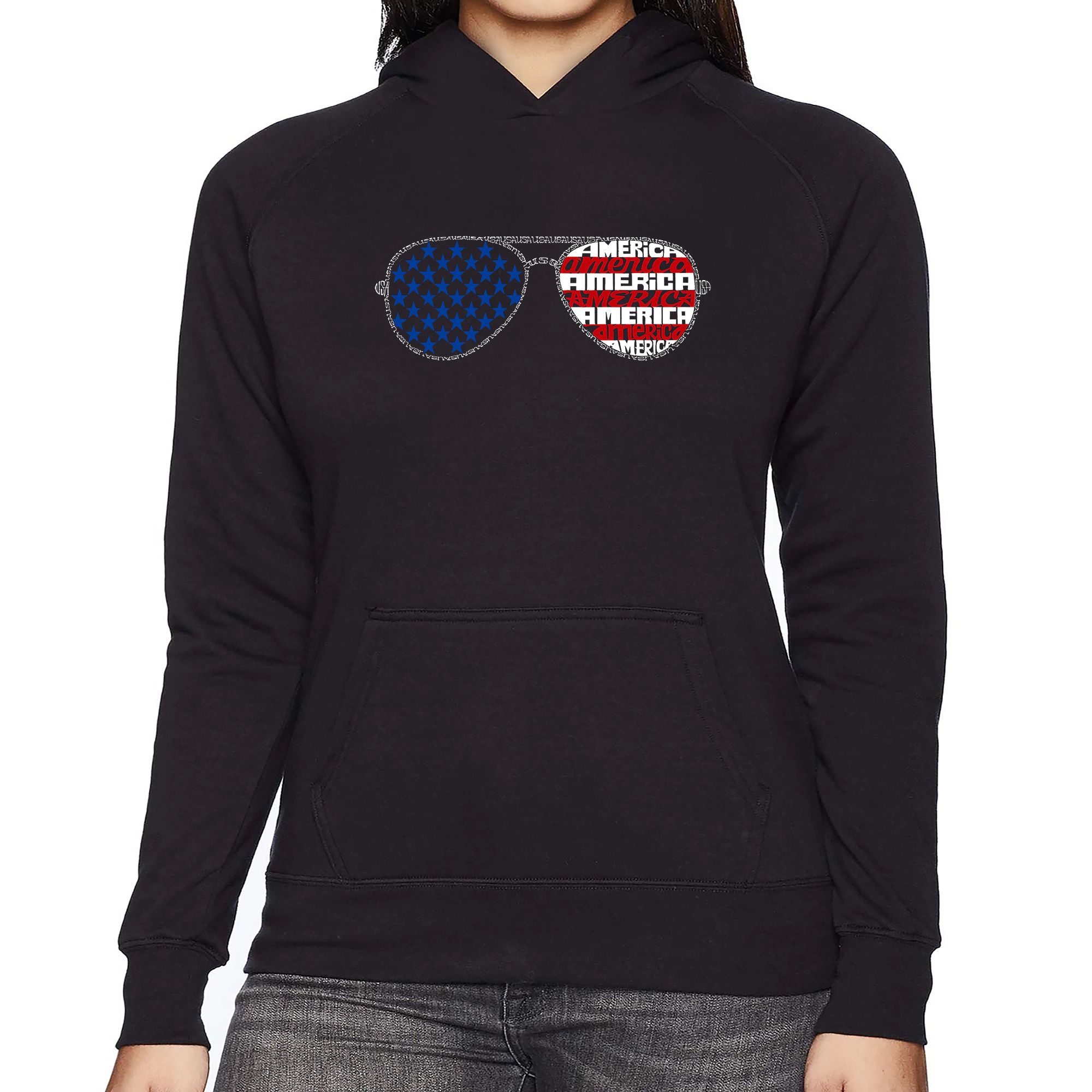 LA Pop Art Americana Sunglasses - Women's Word Hooded Sweatshirt