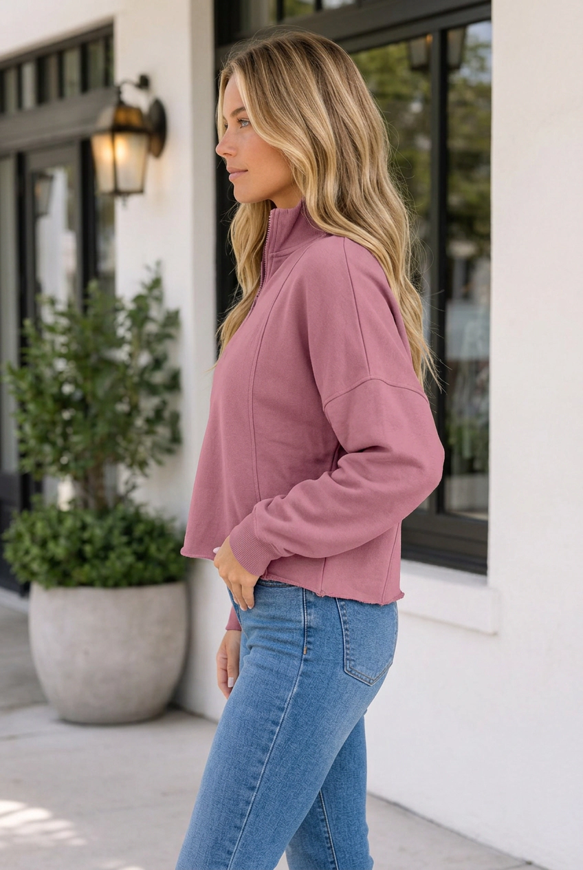 Threaded Pear Women's Colette Fushia Zipped Pullover