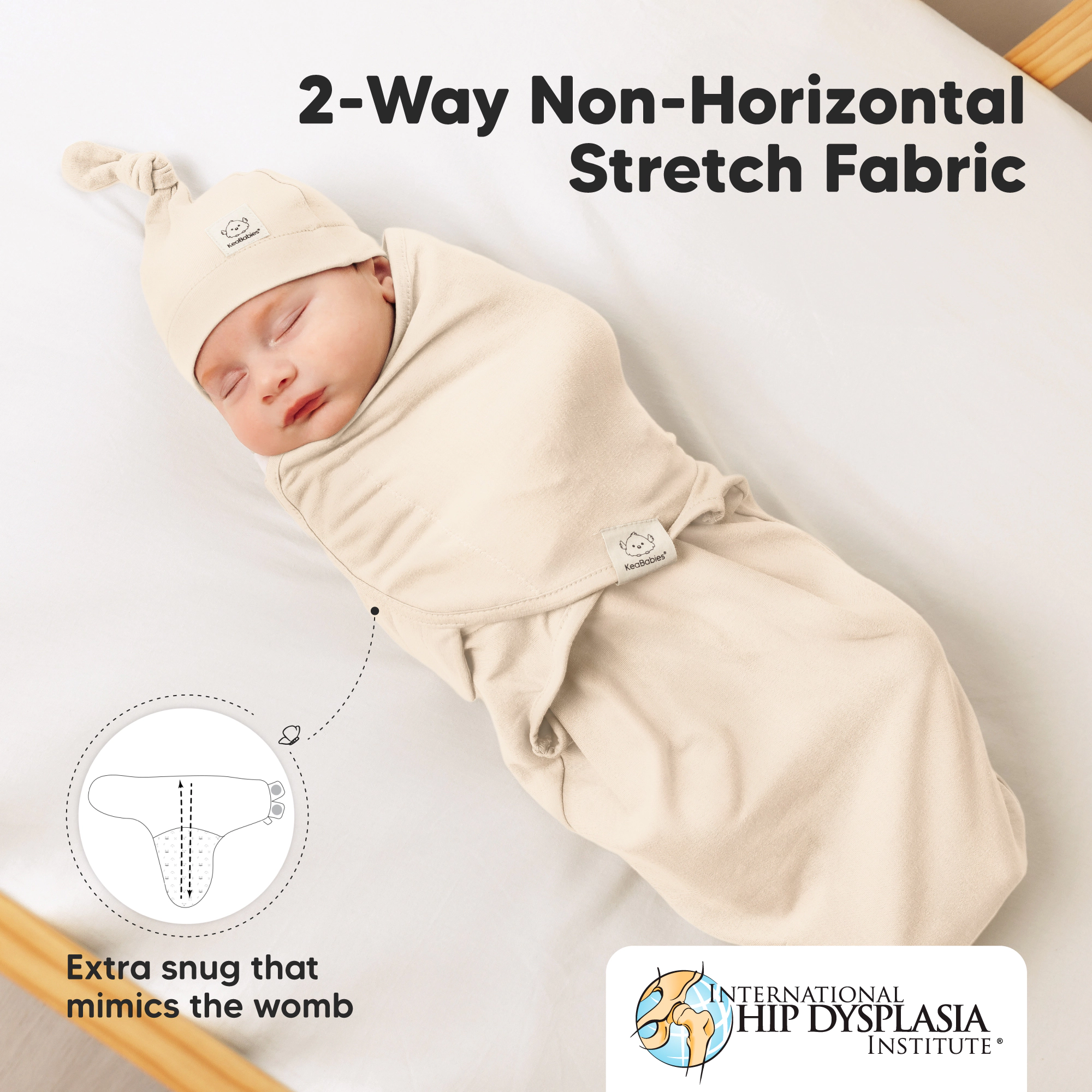 KeaBabies 3-Pack Soothe Swaddle Wraps with Knot Hats