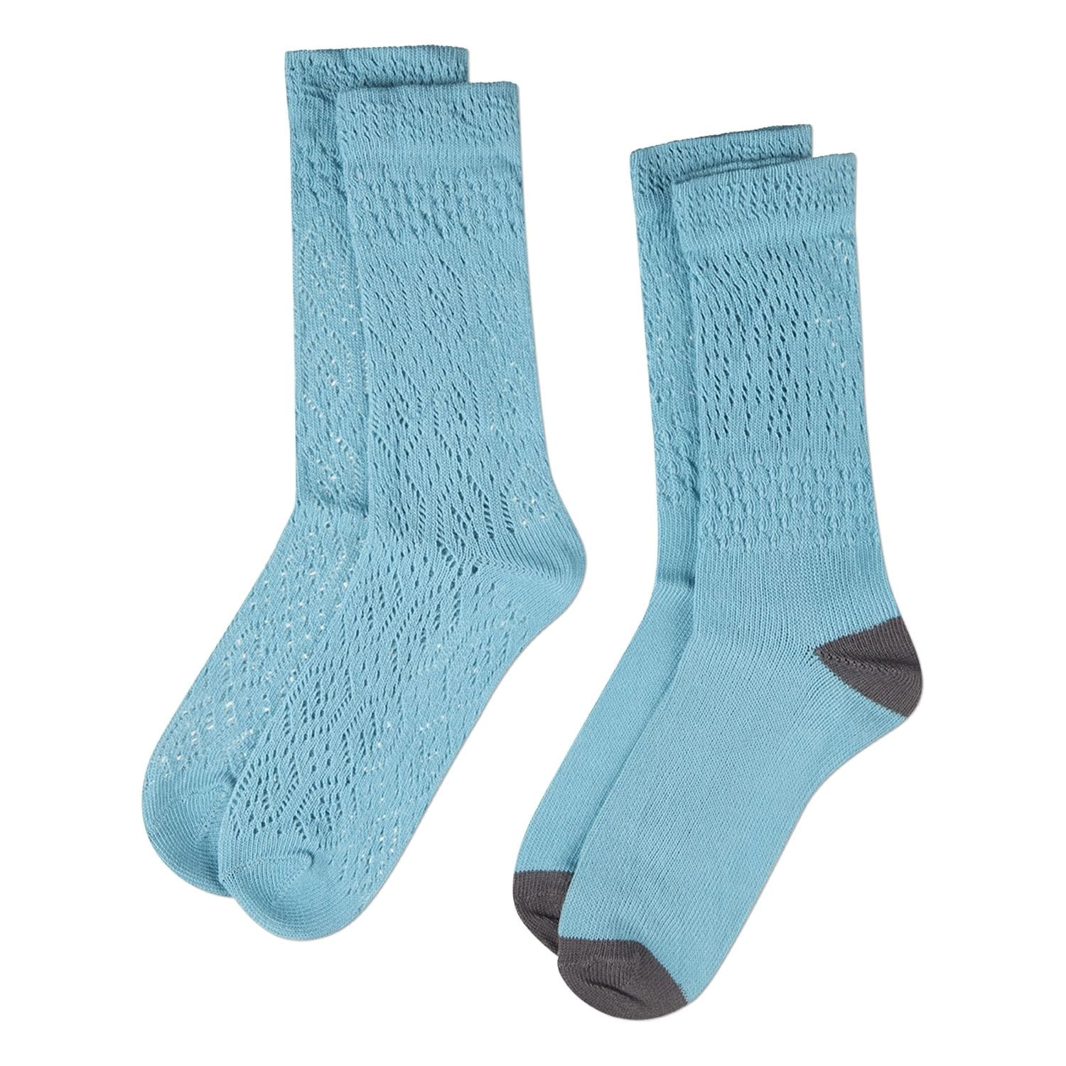 MeMoi Open Knit Combed Cotton Blend Spring Crew Socks 2-Pack
