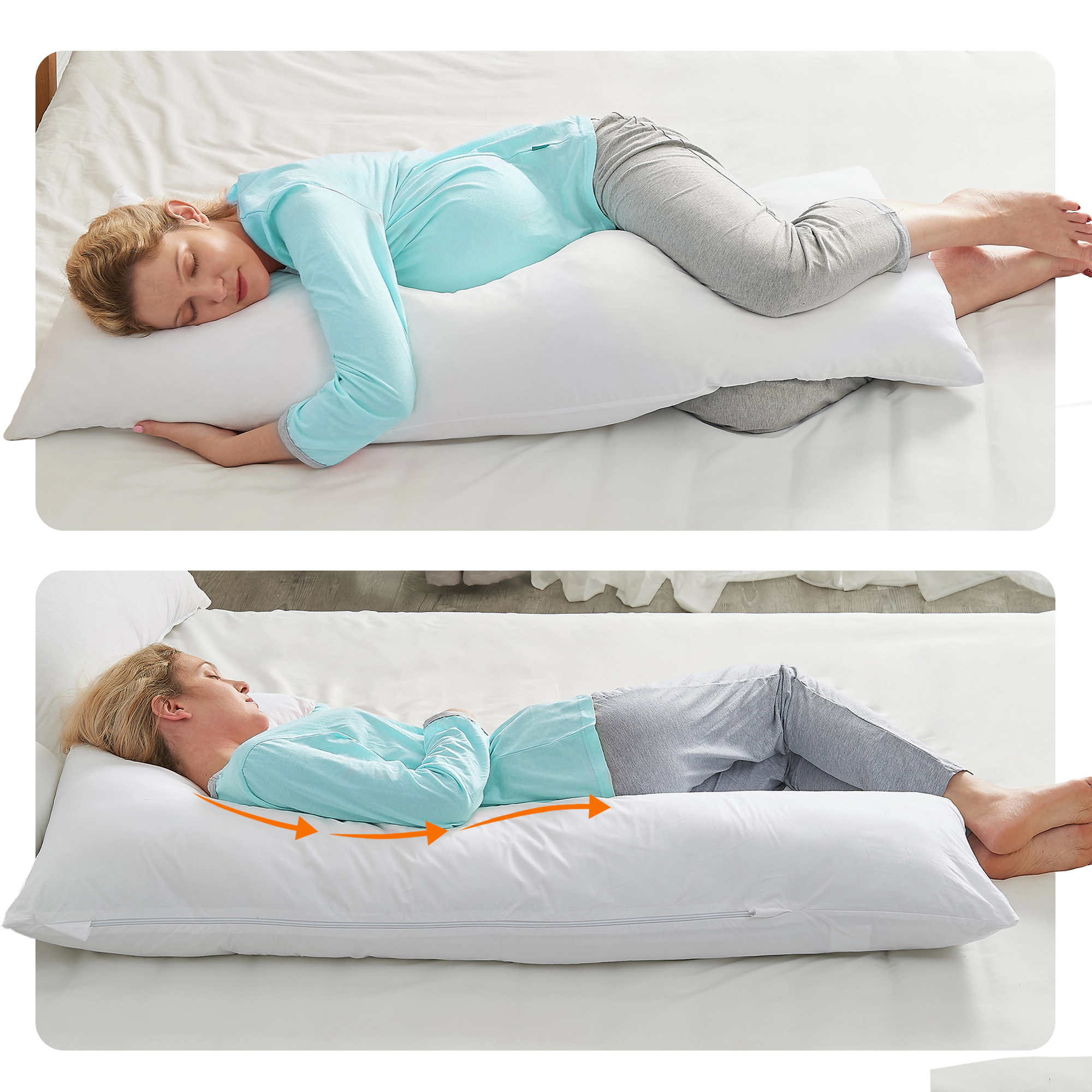 Cheer Collection L Shape Pregnancy Body Pillow with Down Alternative Fill and Washable Cover