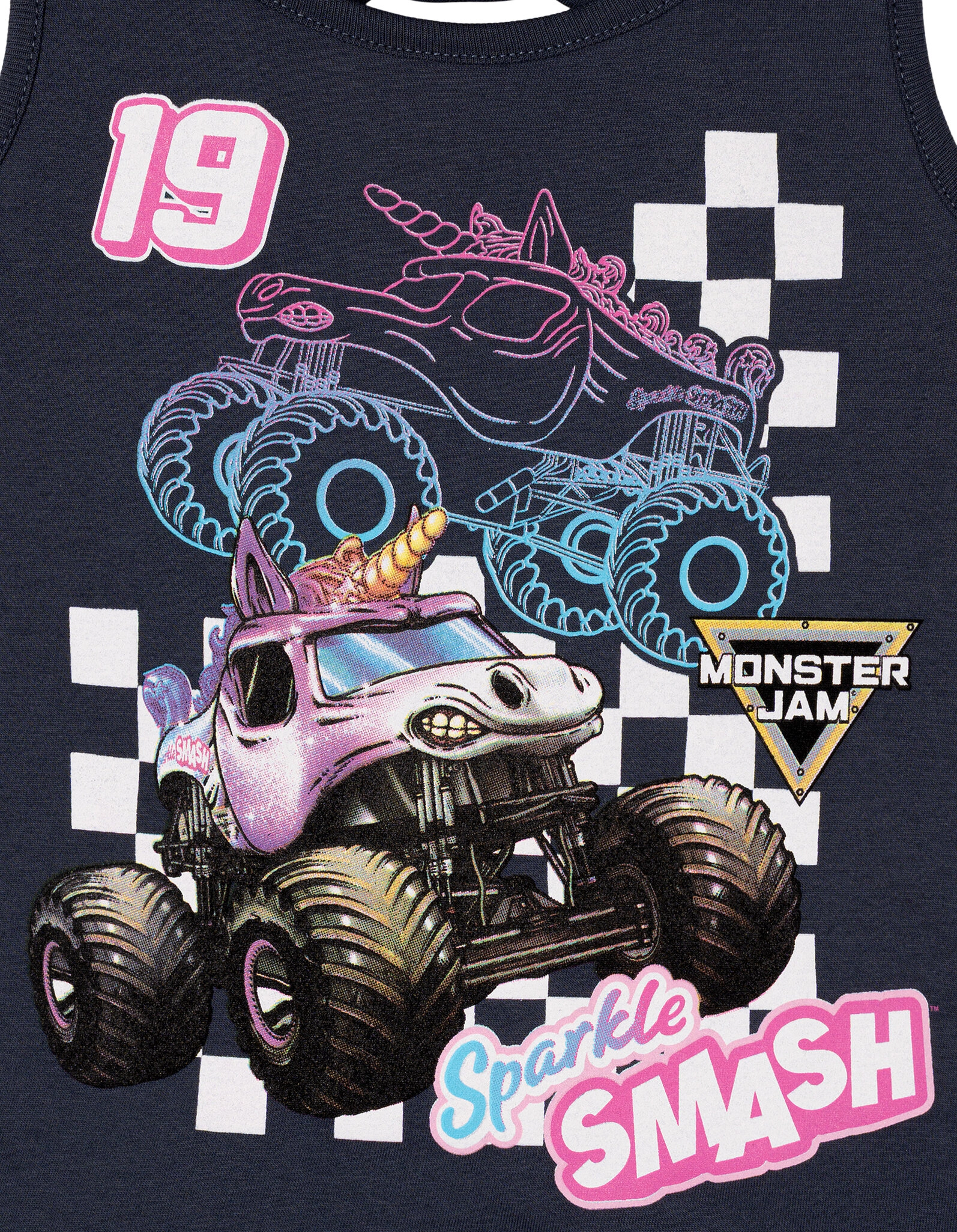 Monster Jam Sparkle Smash Girls' Athletic 2-Piece Tank Top and Shorts Set