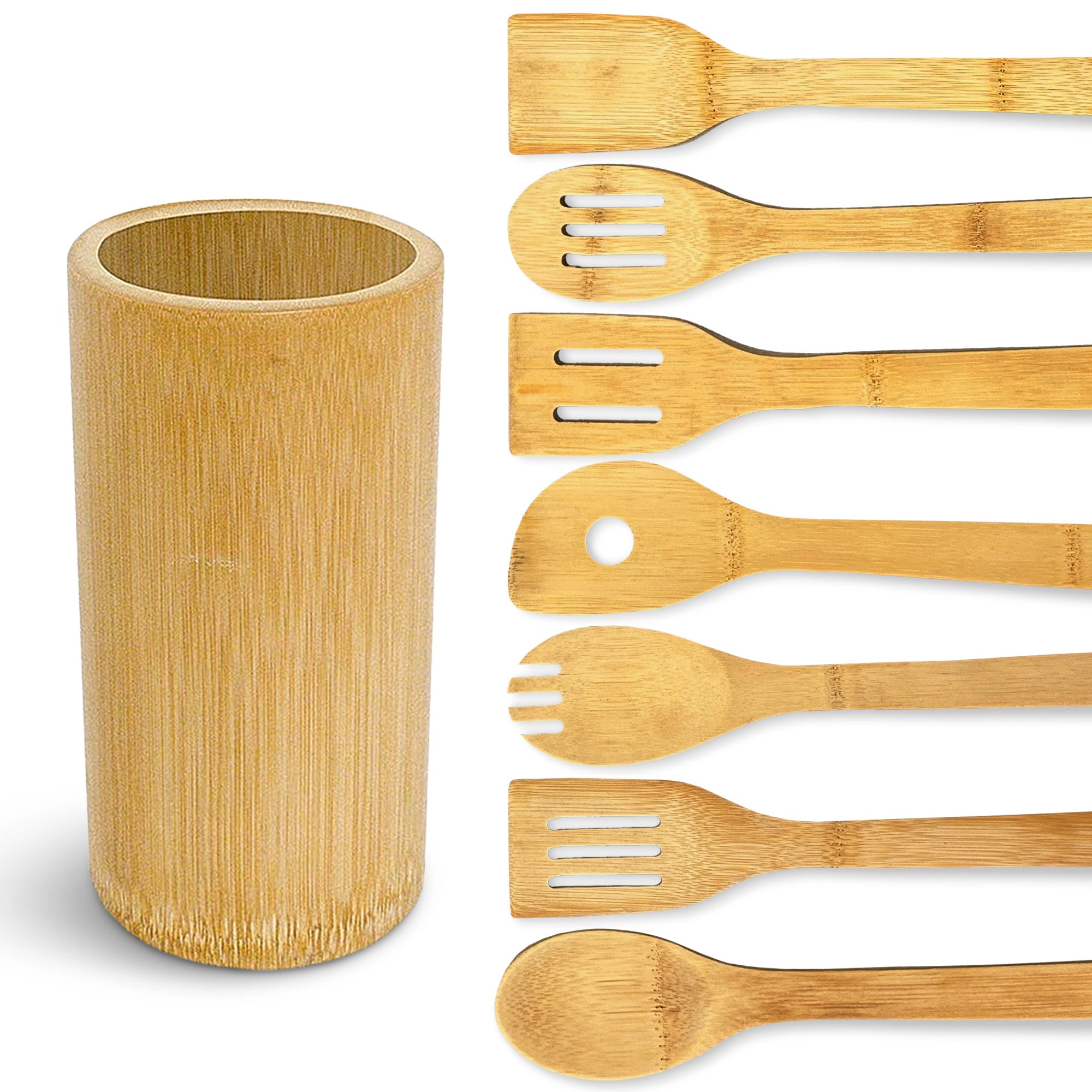 Cheer Collection 8-Piece Bamboo Cooking Utensil Set