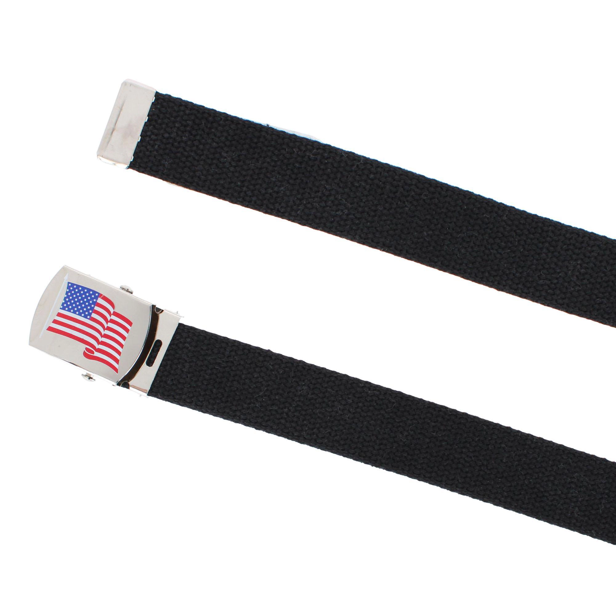 CTM Cotton Adjustable Belt with U.S.A. Flag Buckle