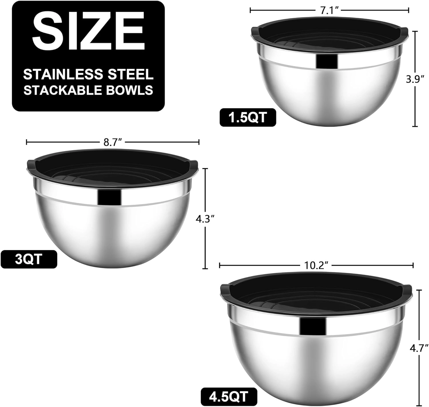 E-far Mixing Bowls with Lids Set