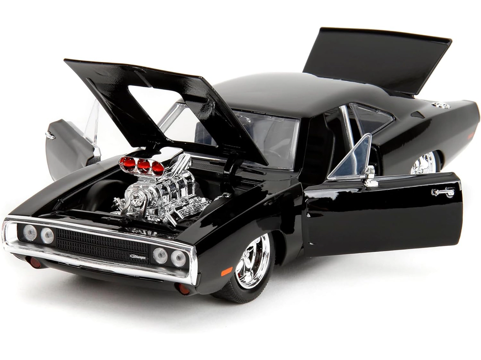 Jada Dodge Charger R/T Black with Dom Diecast Figure "Fast & Furious" (2009) Movie "Hollywood Rides" Series