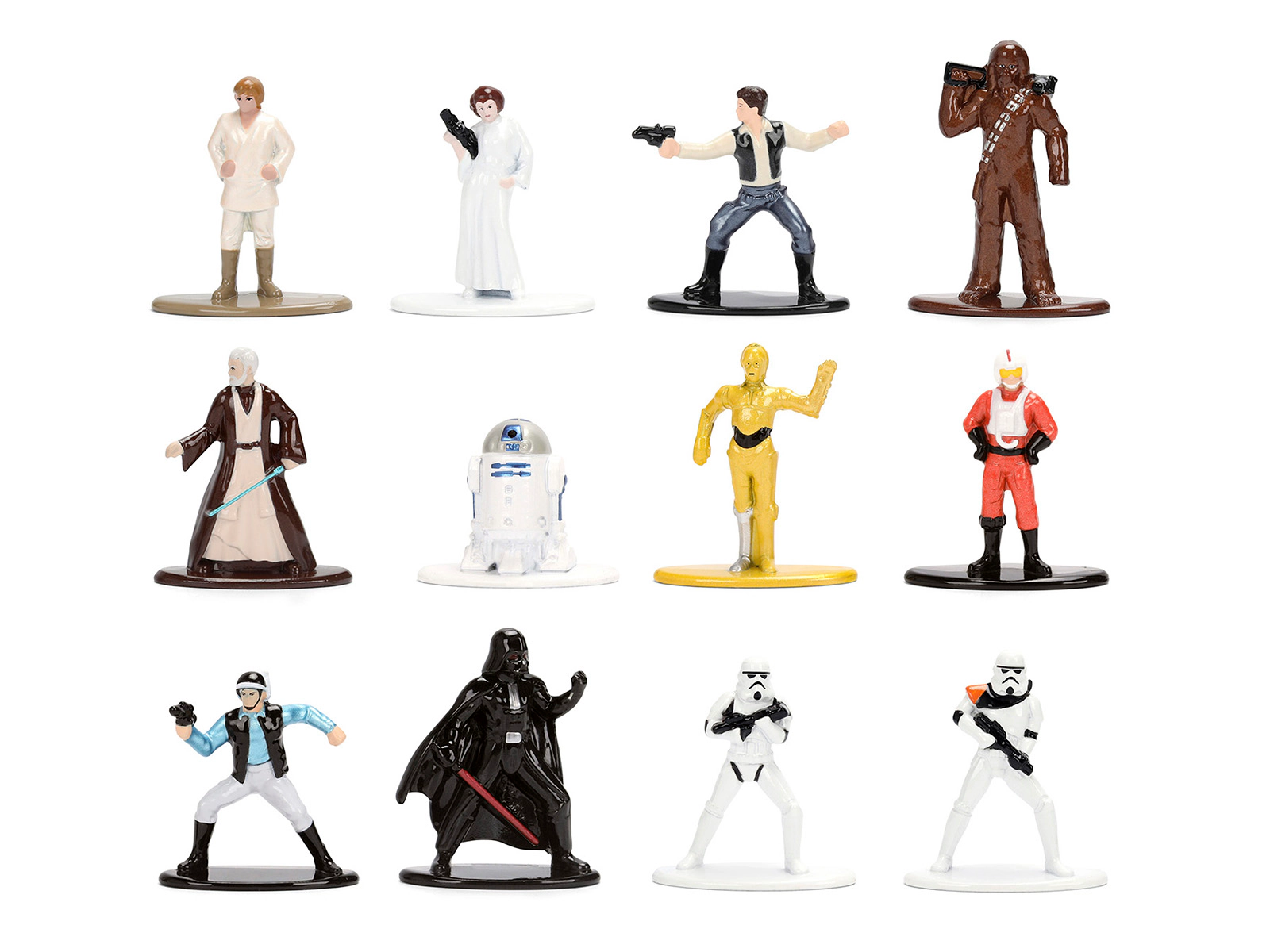 Jada Set Of 12 Diecast Figures "Star Wars" Movie Franchise "Nano Metalfigs" Series Diecast Models By Jada