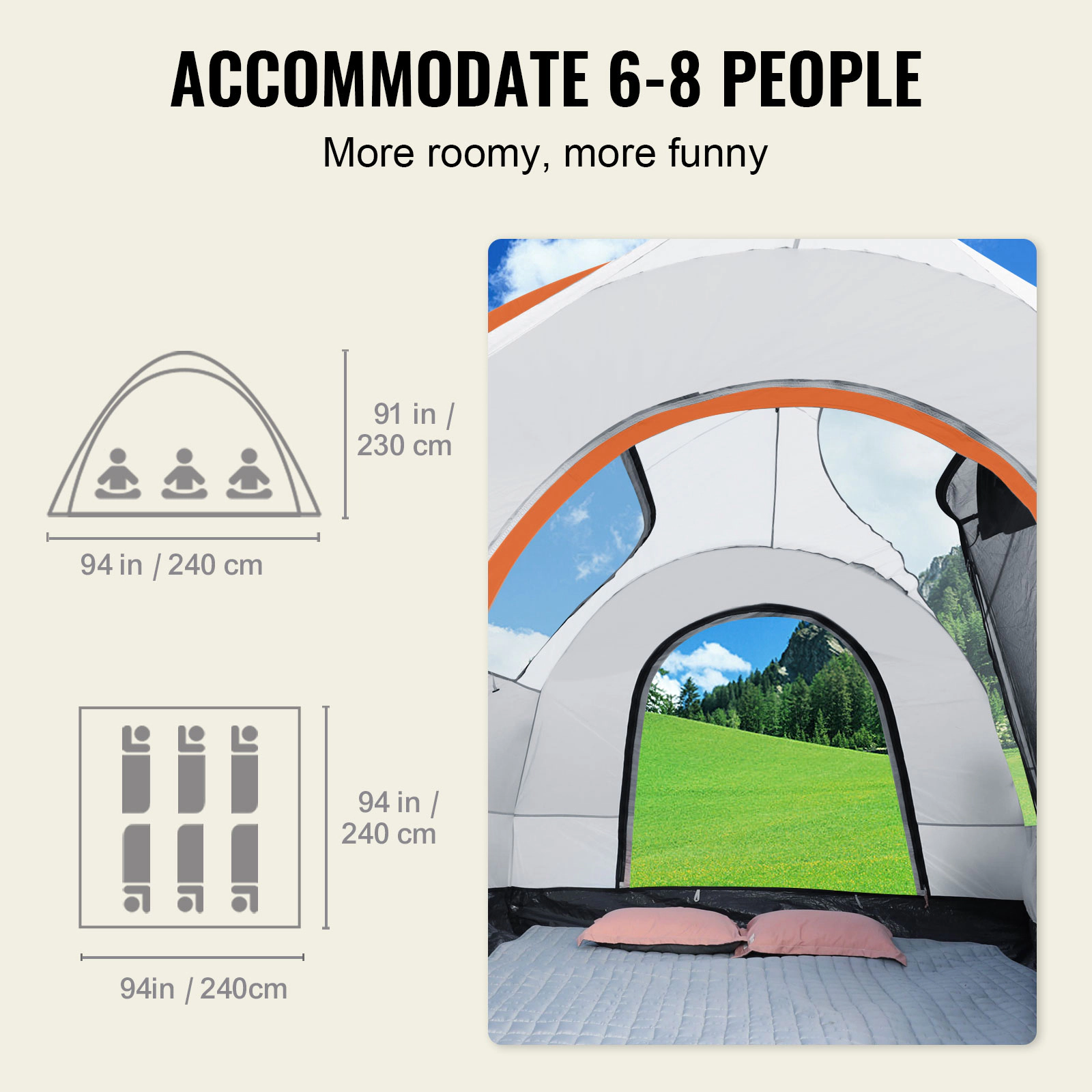 HONGGE SUV Camping Tent Attachment, 8x8 ft Rear Tent for SUVs Vans & Trucks