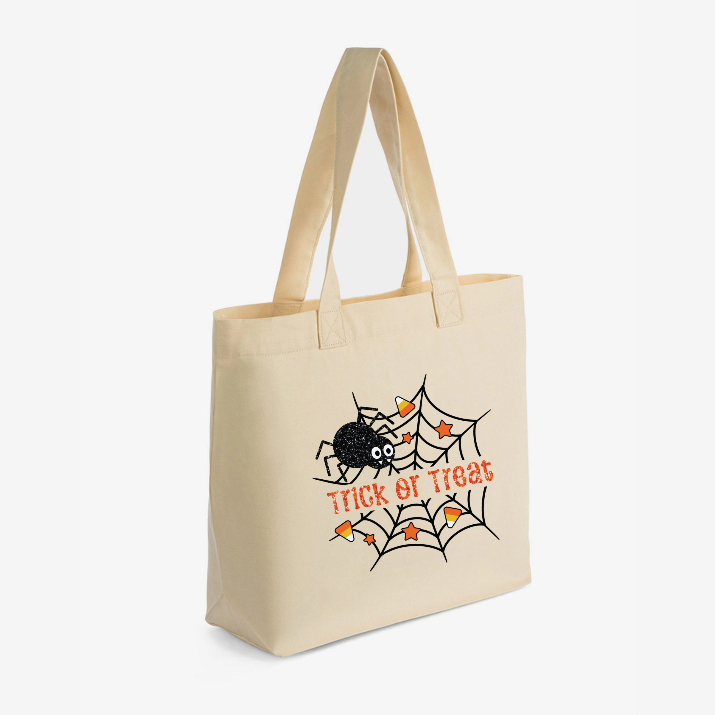 Simply Sage Market - Zippered Canvas Tote - Trick or Treat Spiderweb Glitter