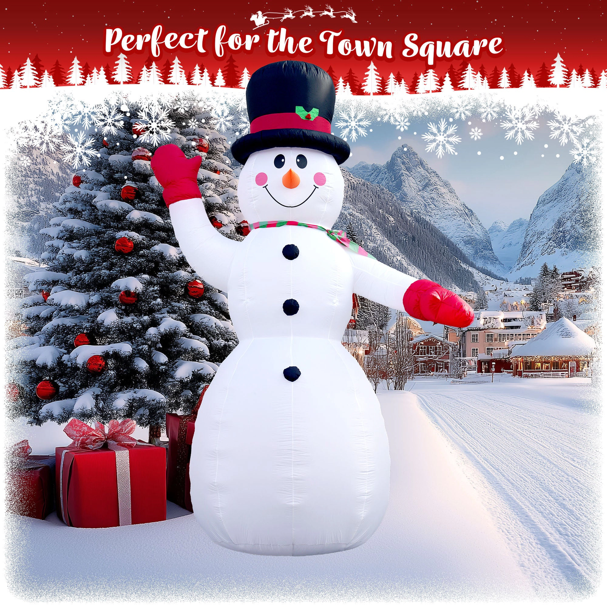 G128 14.76 ft Snowman Inflatable with LED Lights - Weather-Resistant Outdoor Christmas Yard Decoration, Fast Inflate