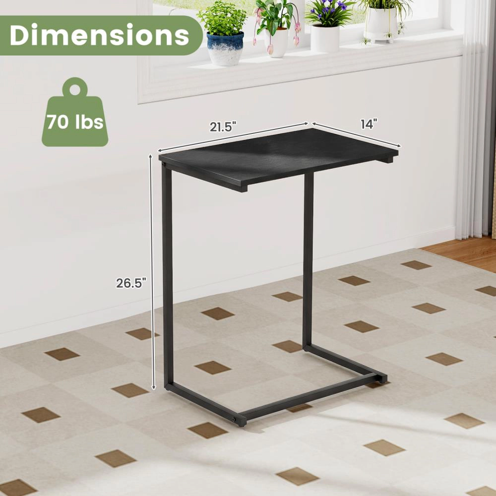 Hivvago C-Style Accent Table with Industrial Metal Construction
