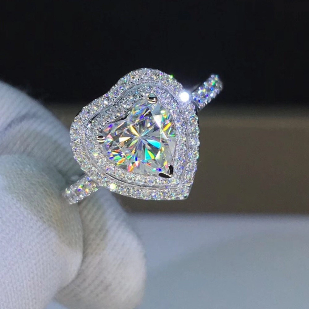 Fashion Heart Ring High Sparkle Love Engagement Jewelry