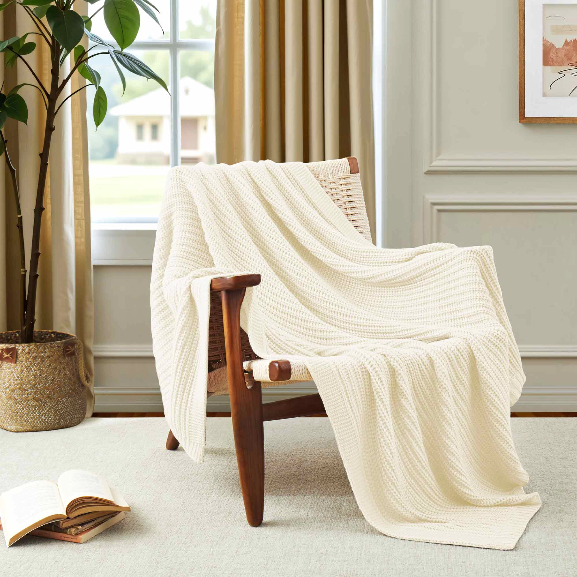 PEACENEST Soft Knitted Throw Blanket Cozy Decorative for Sofa and Bed