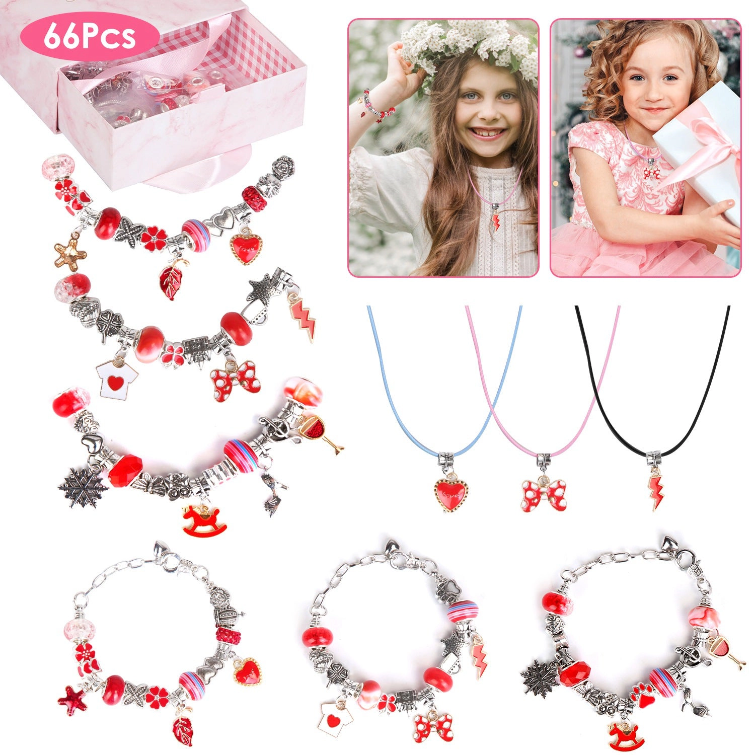 GBruno 66-Piece Charm Bracelet Making Kit