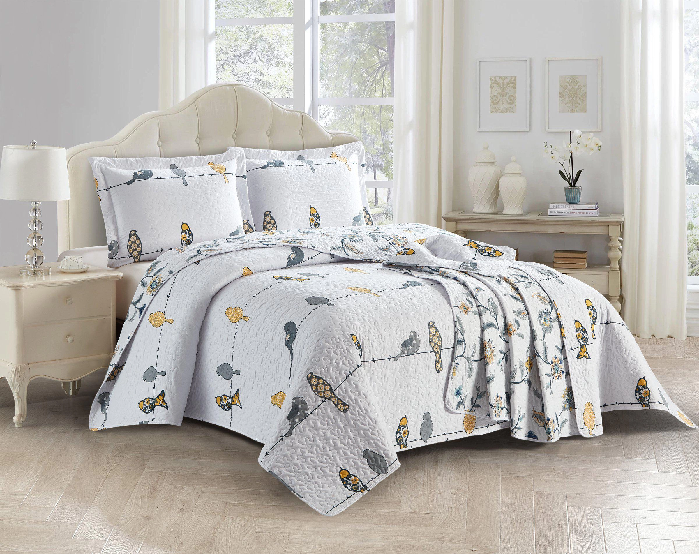 Egyptian Linens Ayat Birds Reversible Microfiber Quilt Set