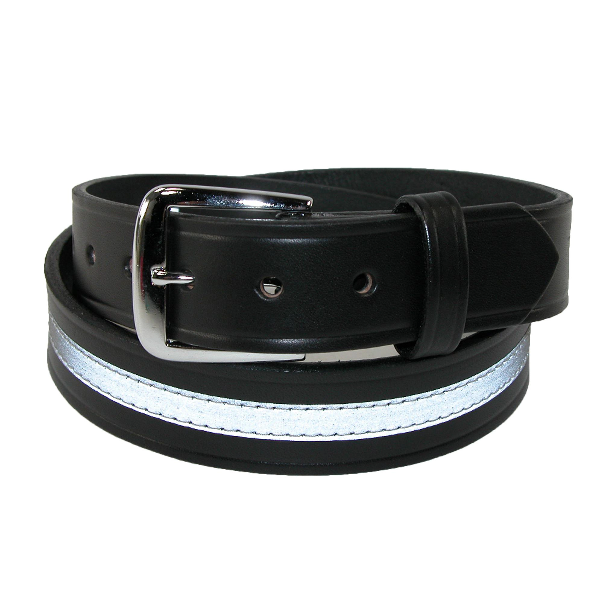Boston Leather Men's Work Belt with Reflective Safety Stripe