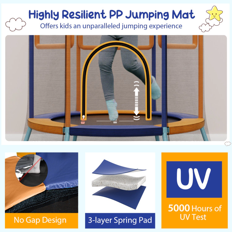 Hivvago Mini Trampoline for Kids with Safety Enclosure Net and Foam Handles