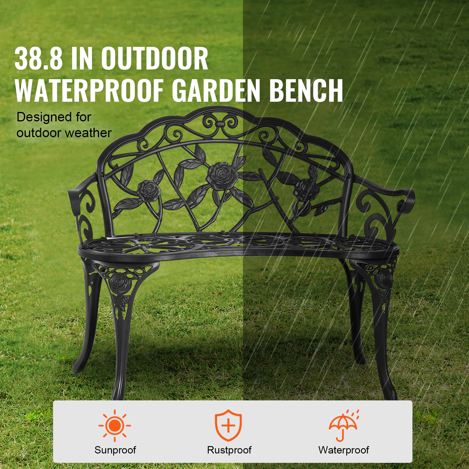 HONGGE Outdoor Bench Garden Bench Outdoor Garden Bench with Bench Patio Bench Garden