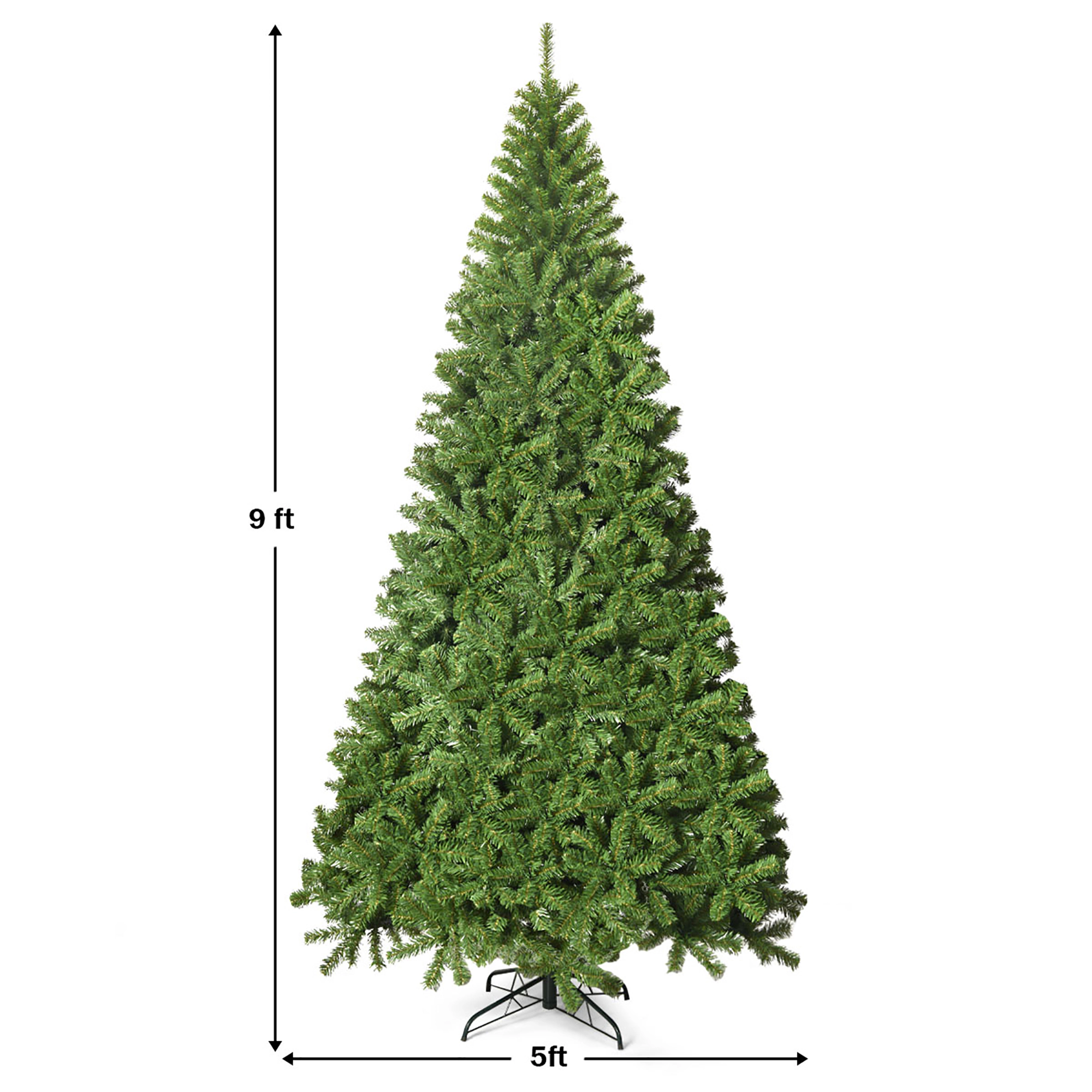 Costway 6/7.5/9Ft Unlit Hinged PVC Artificial Christmas Tree Premium Spruce Tree with 1346 Tips
