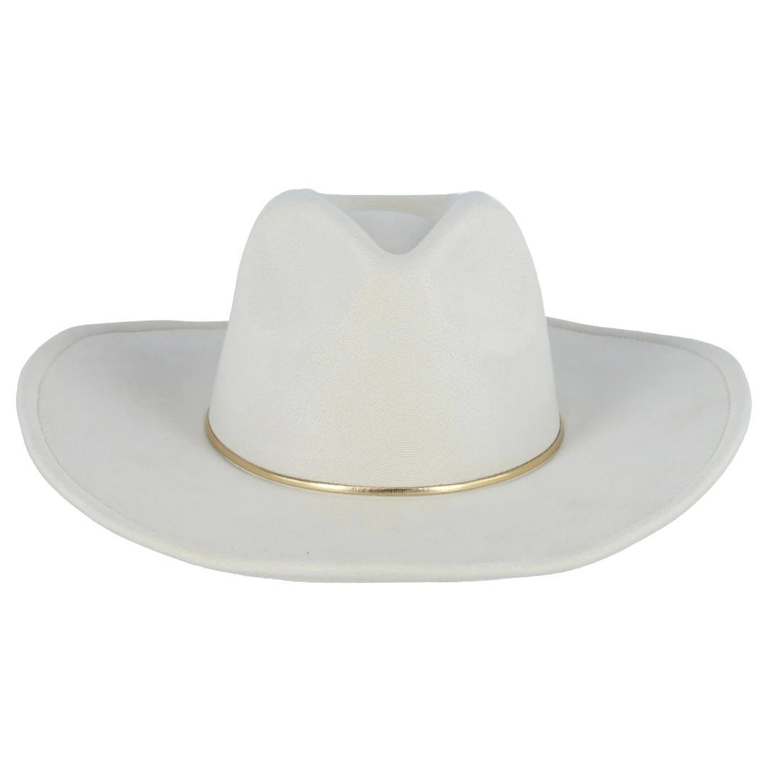 David & Young Women's Faux Suede Fedora Hat with Gold Hatband