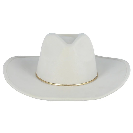 David & Young Women's Faux Suede Fedora Hat with Gold Hatband