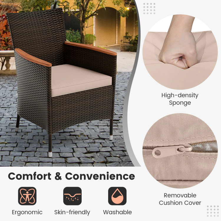 Hivvago 7 Pieces Garden Dining Patio Rattan Set With Cushions For Backyard