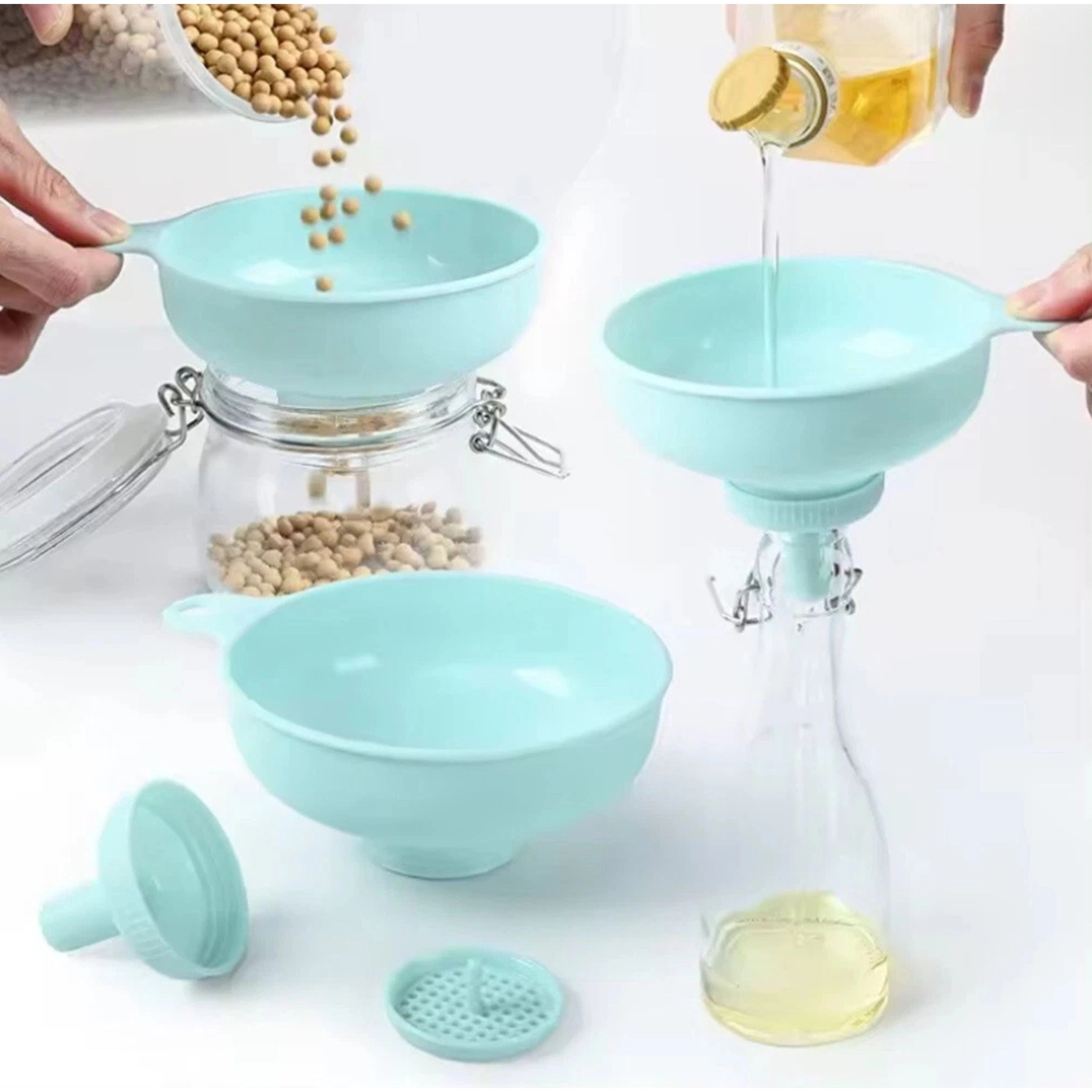 Home Collection 3-in-1 Wide Mouth Kitchen Funnel with Strainer for Mason Jars & Canning