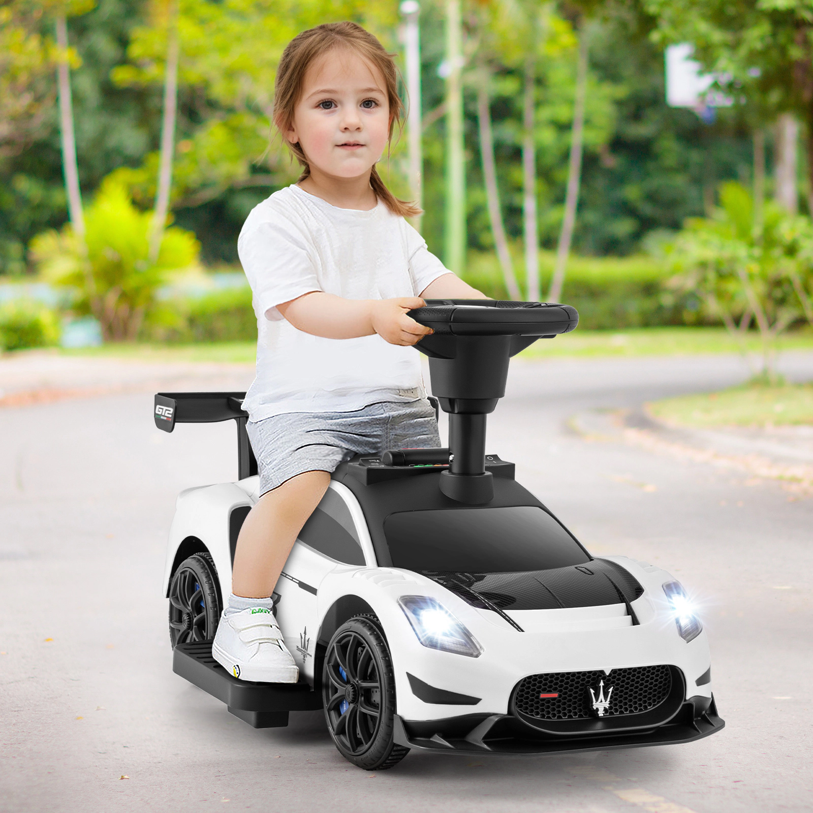 6V Electric Kids Ride on Car Pedal Start Music LED Lights USB Dashboard Under Seat Storage 18-60 Months 55-lb Limit