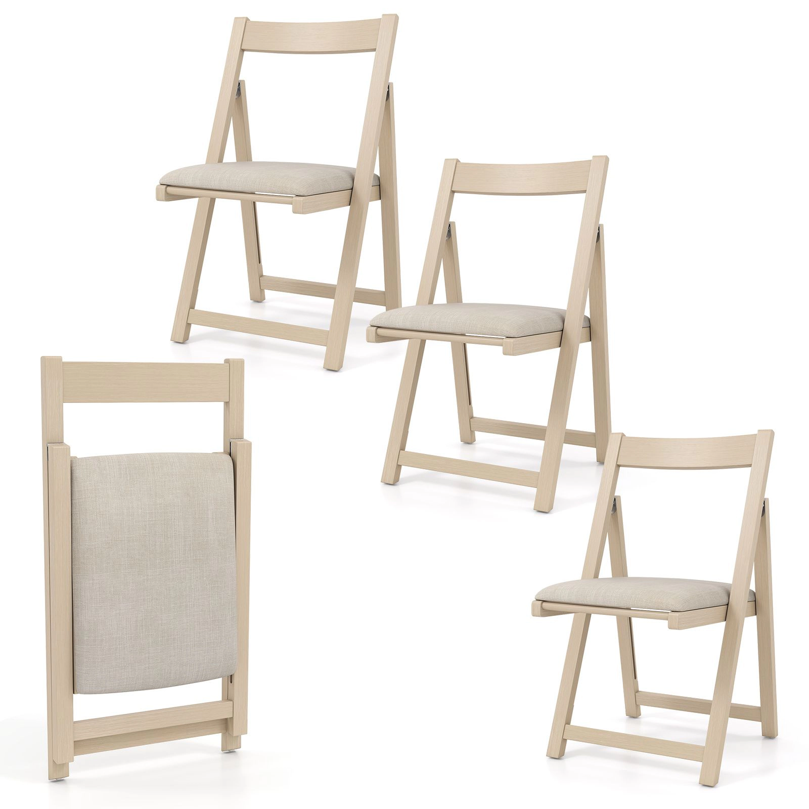 SlickBlue Upholstered Folding Dining Chairs Set of 4, Curved Backrest