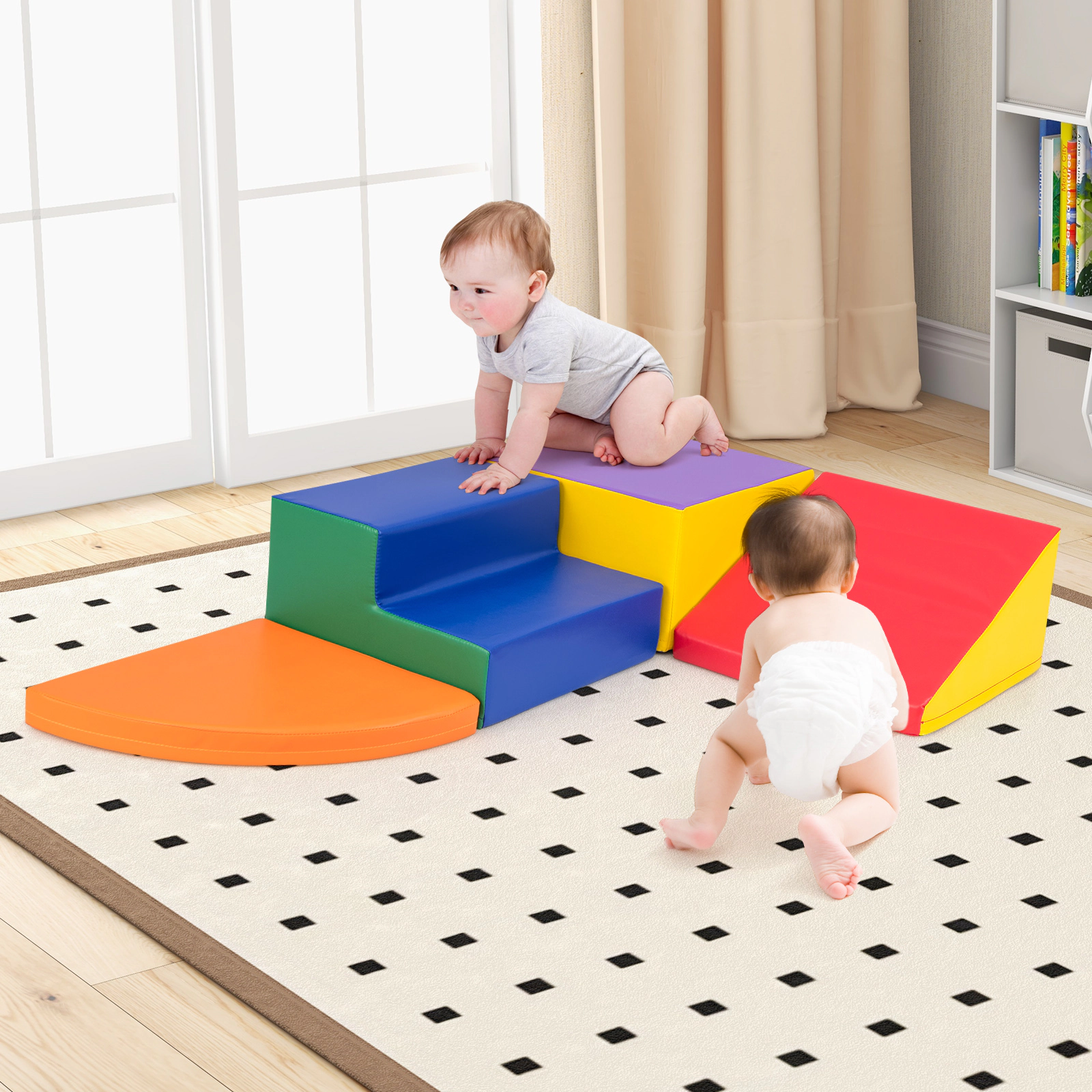 SUGIFT 4-Piece Climb and Crawl Foam Block Play Set for Infant Baby Red