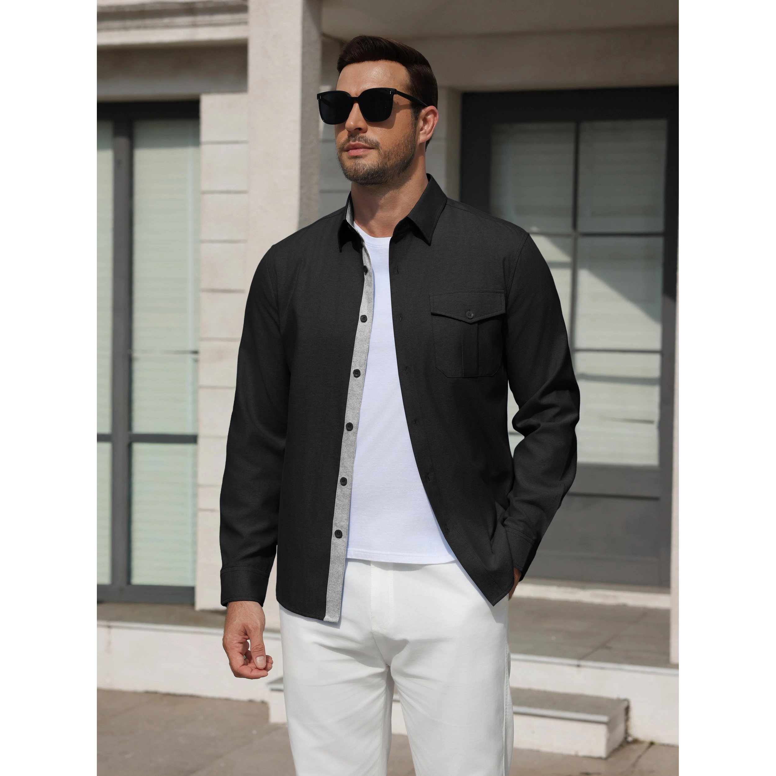 COOFANDY Men's Regular Fit Long Sleeve Button Front Shirt